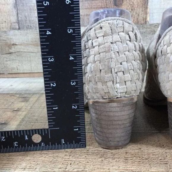 Rebel Gates Tan Leather Woven Weave Ankle Bootie Womens 8.5 Buckle Heeled Boots - Picture 8 of 12